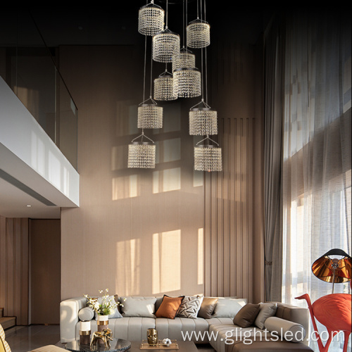 Aluminum luxury crystal indoor ceiling led pendant light